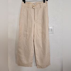 NWT Banana Republic Wide Leg Pants In Cream And Red Pinstripe Size 4